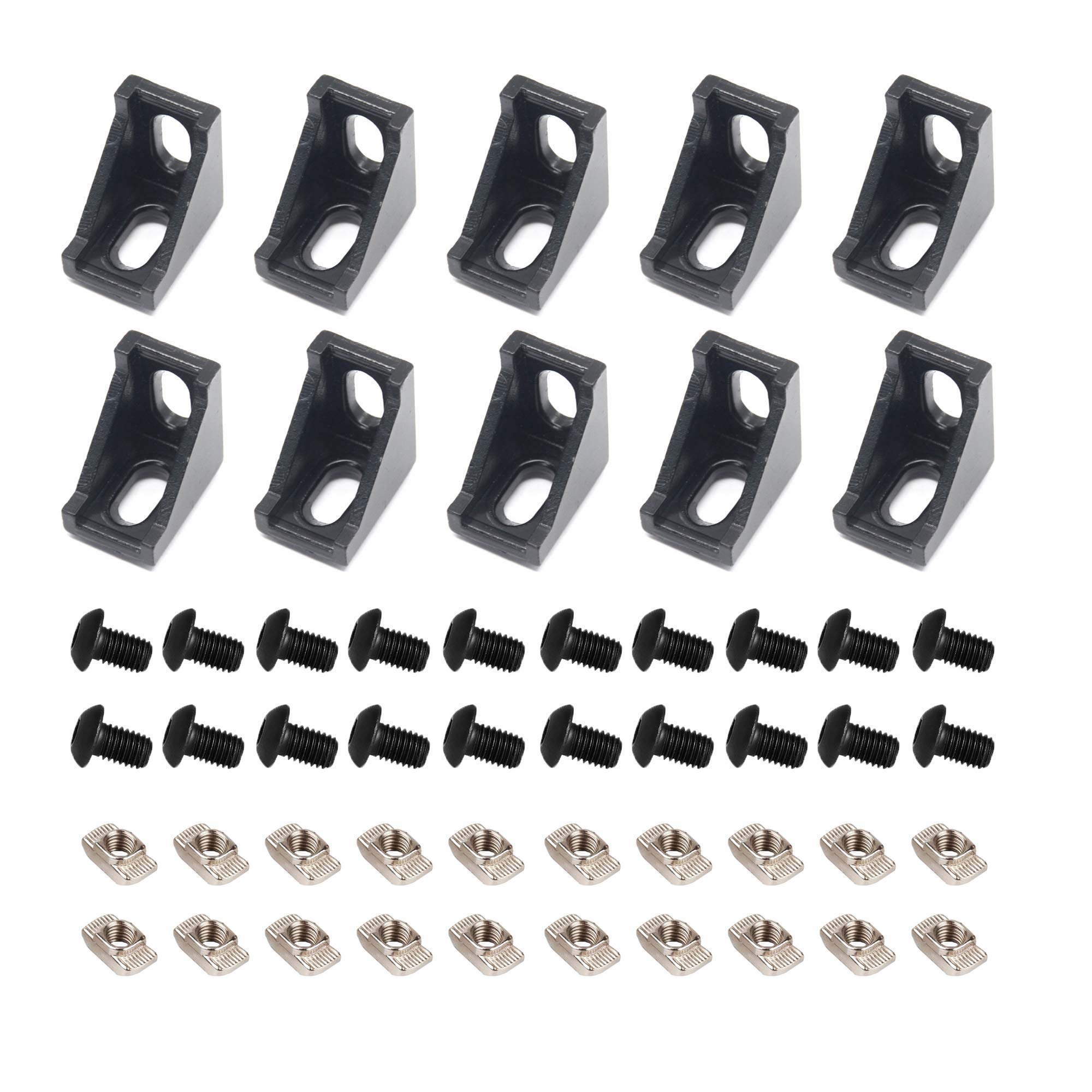 Befenybay 10PCS Extruded Aluminum Profile 2028 Corner Bracket Right Angle with Screws for 6mm Slot Aluminum Extrusion Profile 2020 Series (2028-Black-10 with Screws) — image 1