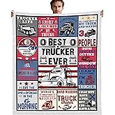 Trucker Gifts for Men Throw Blanket, Best Trucker Ever Truck Driver Design Soft Cozy Fuzzy Flannel Blanket, Gift for Dad Husband Boyfriend Male Friends (50" x 60")