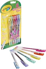 Crayola Glitter Gel Pens 6 Pack Assorted Colours Kids Arts Crafts Drawing view 5