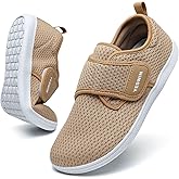 YESWIN Diabetic Walking Shoes for Women Wide Toe Box Non Slip Comfortable Breathable Zero Drop Barefoot Shoe with Adjustable Strap for Neuropathy, Edema, Swollen Feet, Elderly, Pregnancy
