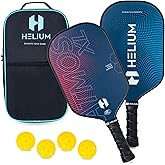 Helium Pro Carbon Fiber Pickleball Paddle Set of 2 - USAPA Certified Pickleball Paddles, High-Spin Texture, Lightweight Honeycomb Core (2 Paddles, 4 Balls, 1 Sports Bag)