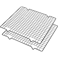 Lamoutor 2Pcs Metal Kitchen Cooling Rack Baking Cooling Rack Square Wire Cooling Rack for Cake and Meat 10 x 11 inches…