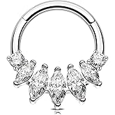 Melighting 16G Septum Ring Stainless Steel 316L Daith Piercing Jewelry 8/10 mm Helix Stud Septum Clicker for Women