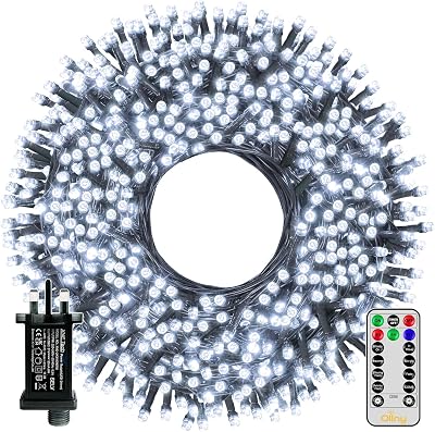 Ollny Outdoor Christmas Tree Lights 80m 800 LEDs Mains LED String with Remote
