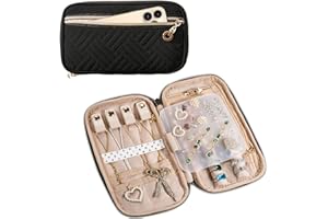 SFYBYHEART Travel Jewelry Organizer Case, Jewelry Travel Bags for Women, Small Travel Jewelry Case for Tangle-Free Earrings, Necklaces, Rings Storage, Travel Accessories, Black