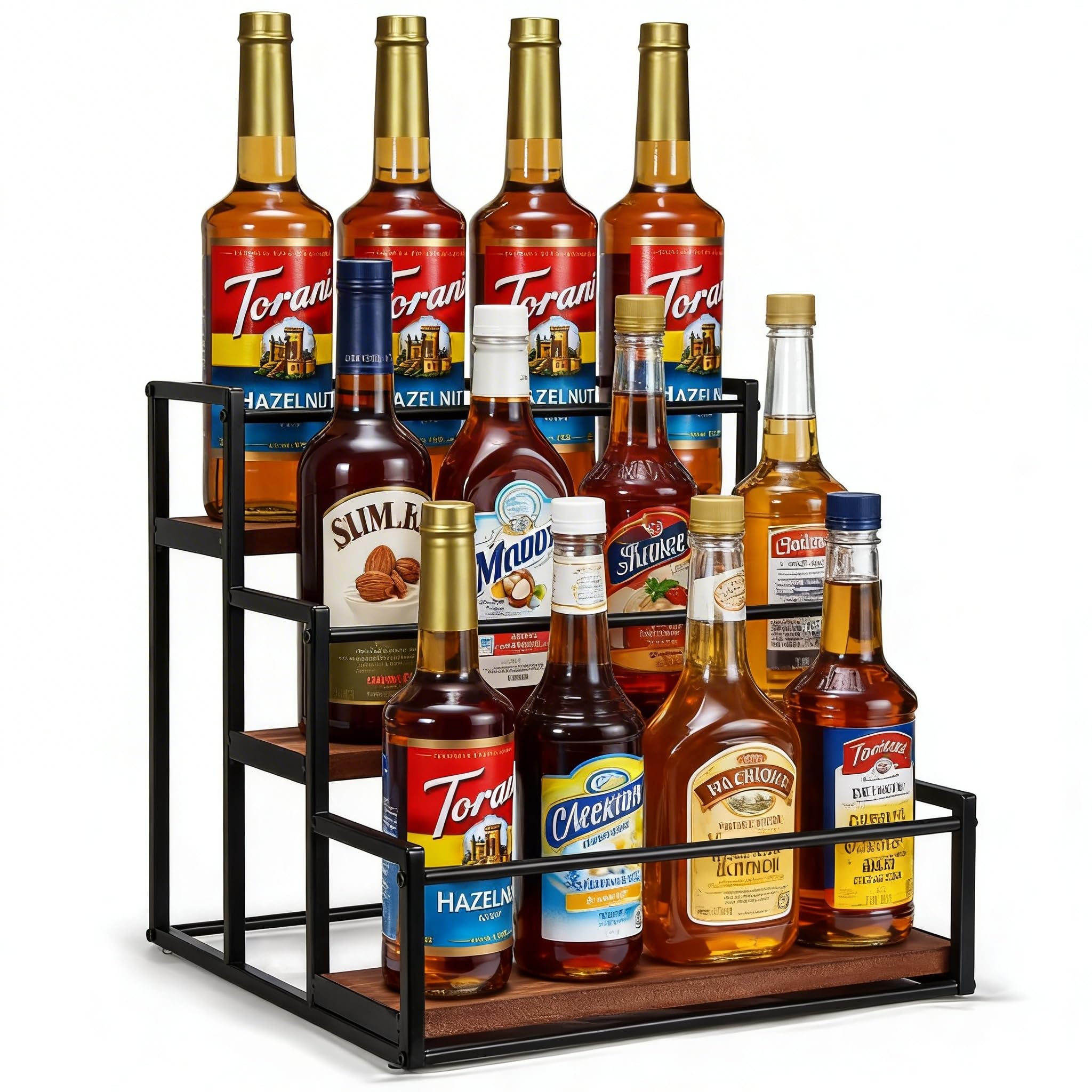 3 Tier Coffee Syrup Rack,coffee Bar Accessories,coffee Syrup Dispenser,coffee Syrup Monin,for 12 Bottles Syrup Syrup Holder Stand Coffee Station Storage Shelves Syrup Wine Dressing Kitchen
