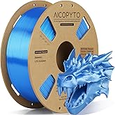 AICOPYTO Silk Blue PLA Filament 1.75mm, 3D Printer Filament Silk PLA 1KG Spool (2.2lbs) Dimensional Accuracy Probability +/- 0.02mm Fits for Most FFF 3D Printers - Blue PLA Silk