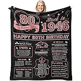 NORGOPRON 80th Birthday Gifts for Women, 80 Year Old Birthday Gifts for Women, Best Gift for 80 Year Old Woman, Happy 80th Bday Decorations Woman, 1946 Bday Throw Blanket 60"X50"