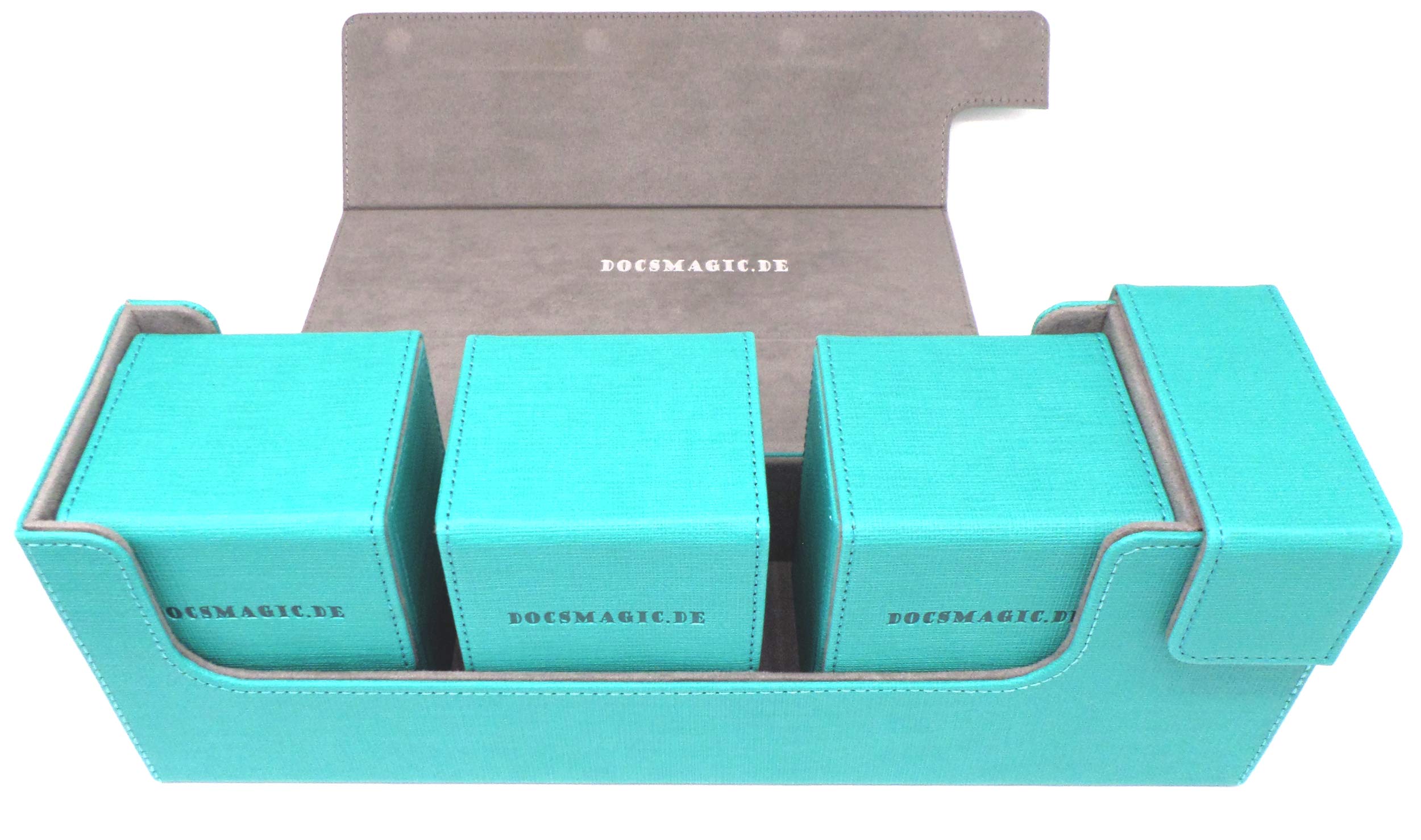 docsmagic.de Premium Magnetic Tray Long Box Mint Medium + 3 Flip Boxes Aqua