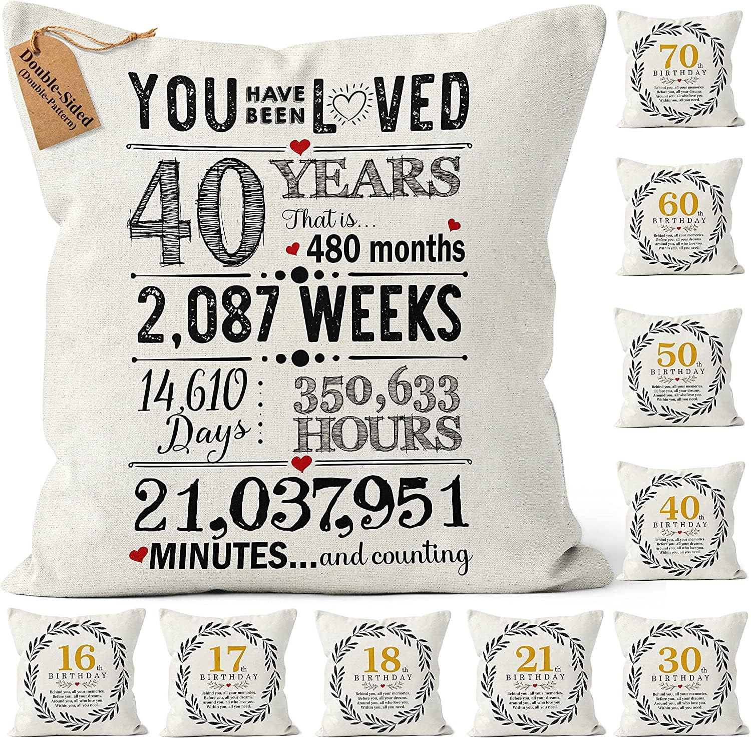 CROWNLY®(Double-Sided) 40th Birthday Gifts 45x45 Cushion Cover Dad Mum Men Women Auntie — image 1