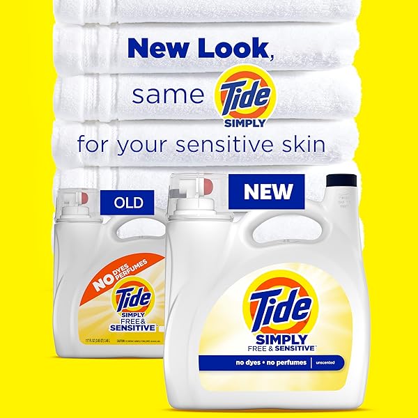 TIDE SIMPLY LIQUID LAUNDRY DETERGENT, FREE & SENSITIVE SCENT, 89 LOADS, 117 FL OZ