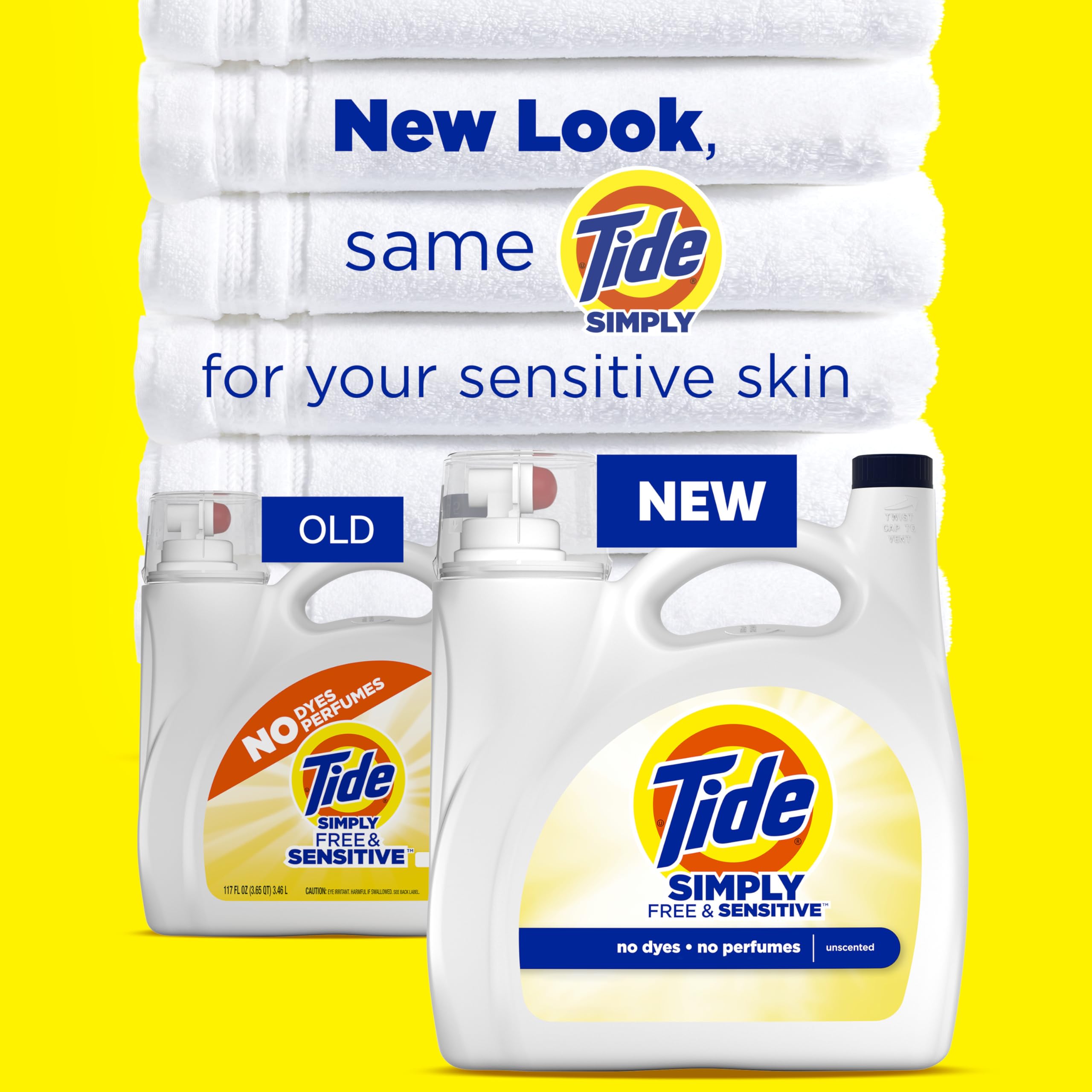 Tide Simply Liquid Laundry Detergent, Free & Sensitive, 89 Loads, 117 oz, Tide Liquid Laundry Detergent, Laundry Soap