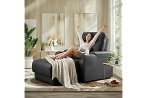 HOLYFIND Home Theater Seating Oversized Recliner Chair Faux Leather Recliner Sofa Comfy Home Theater Chairs Power Loveseat Recliners with Cup Holder (Black, Row of 1)