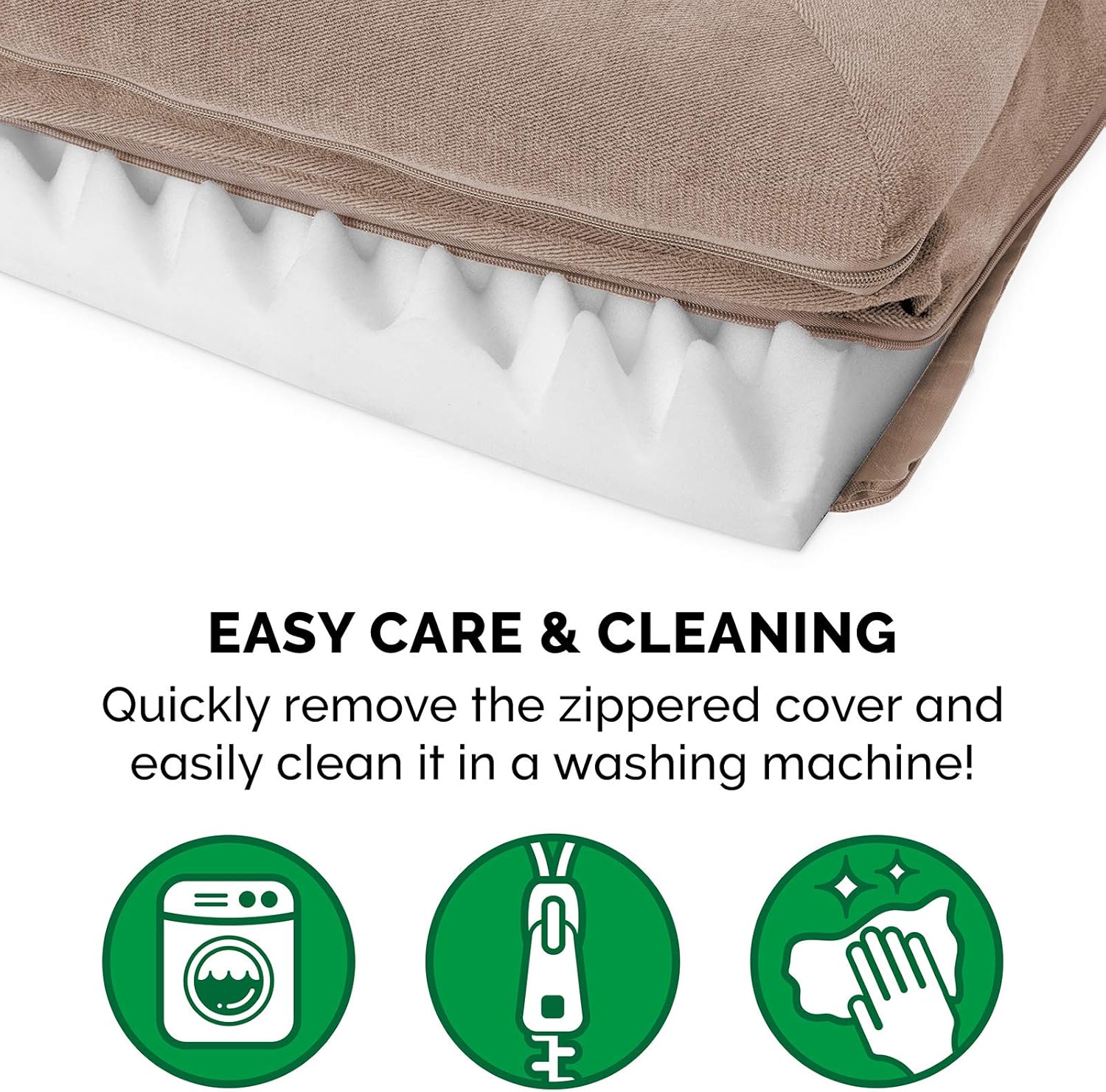 Furhaven Pet Dog Bed - Orthopedic Faux Fleece and Chenille Soft Woven Traditional Sofa-Style Living Room Couch Pet Bed with Removable Cover for Dogs and Cats, Cream, Small : Pet Supplies