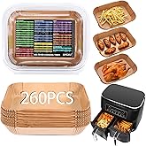 Ninja Dual Air Fryer Liners - 260 Disposable Parchment Paper Liners, 8.6''*5.5'', Rectangle, with Cook Times