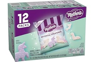 MOTHER'S Mother’s Sparkling Mythical Creatures Cookies, Frosted Animal Cookies with Silver Sugar Sprinkles, 12 Packs, 1 oz bags
