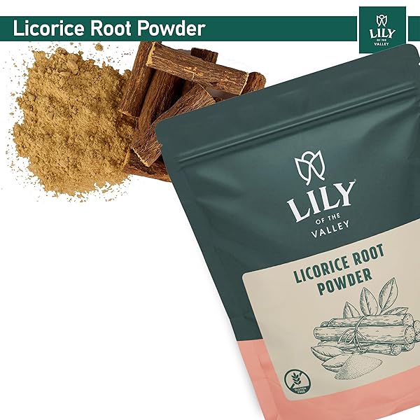 LILY OF THE VALLEY LICORICE/LIQUORICE ROOT POWDER – GROUND MULETHI SOURCED FROM INDIA – NATURAL SWEETENER – VEGAN & GLUTEN-FREE – PACKED IN RESEALABLE POUCH (16OZ, 453G)