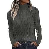 Zeagoo Womens Sweaters Turtleneck Cable Knit Long Sleeve Pullover Cute Fitted Trendy Basic Fall Winter Tops