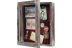 J JACKCUBE DESIGN Shadow Box Display Case 9" x 11" Memory Box Rustic Wood Frame with Linen Back Gifts Keepsakes Storage for Picture Medal Post-Card -MK577B (Small)