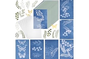 Nezyo 100 Pcs Cyanotype Paper Sun Print Paper Kit with 10 Clear Plastic Sheet Board and Leaf Butterfly Templates Paper Crafts for Adults Kids Sun Sensitive Paper for Arts Crafts DIY (5.83 x 8.27 Inch)