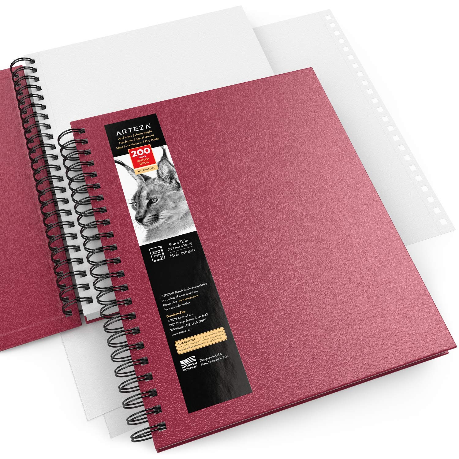 Arteza Sketch Book 2Pack, 9x12 Inch, Pink Sketch Pads, 200 Sheets