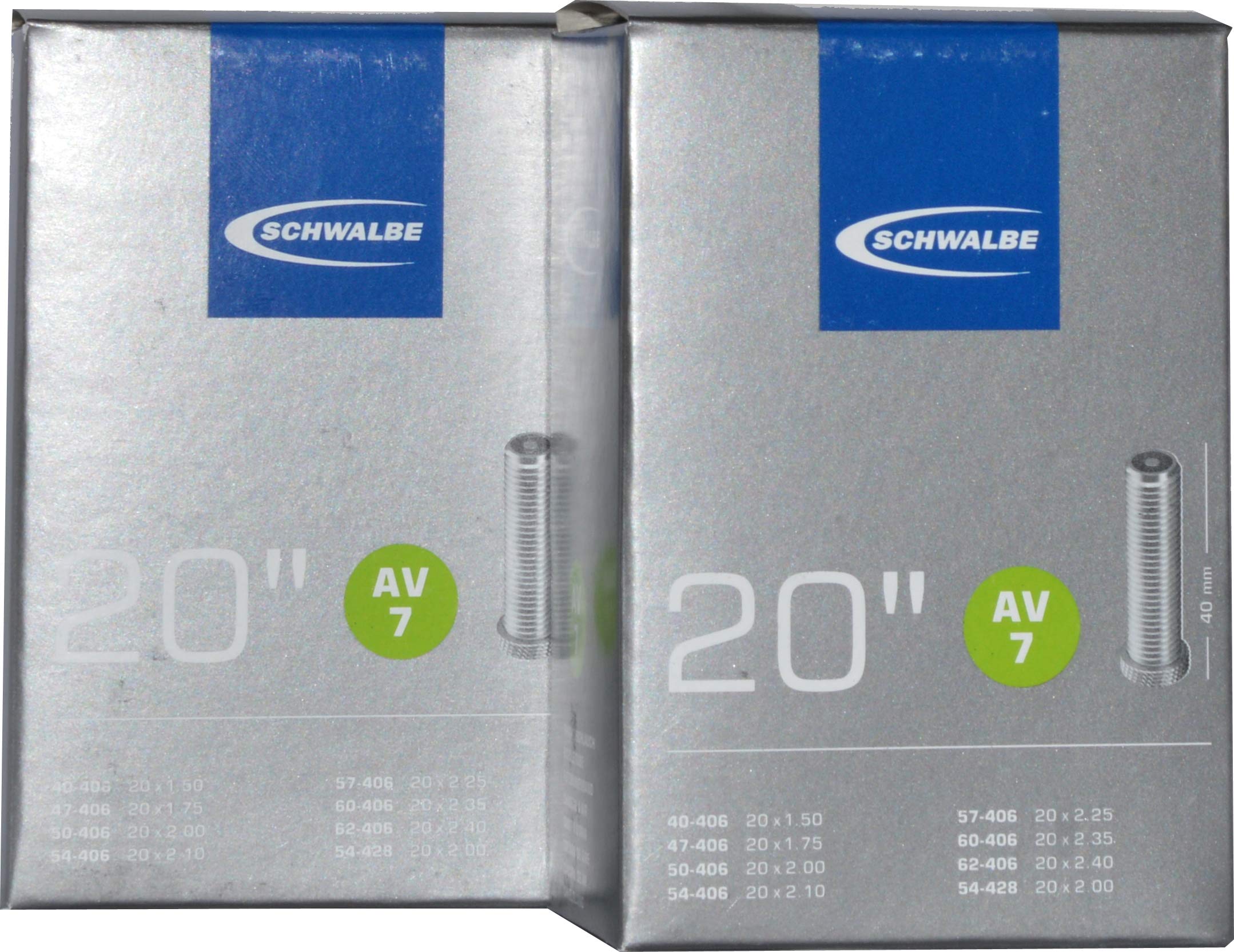 Schwalbe Unisex's AV7 Inner Tube, Black, 20 Inch x 1.5 (40 mm) (Pack of 2)