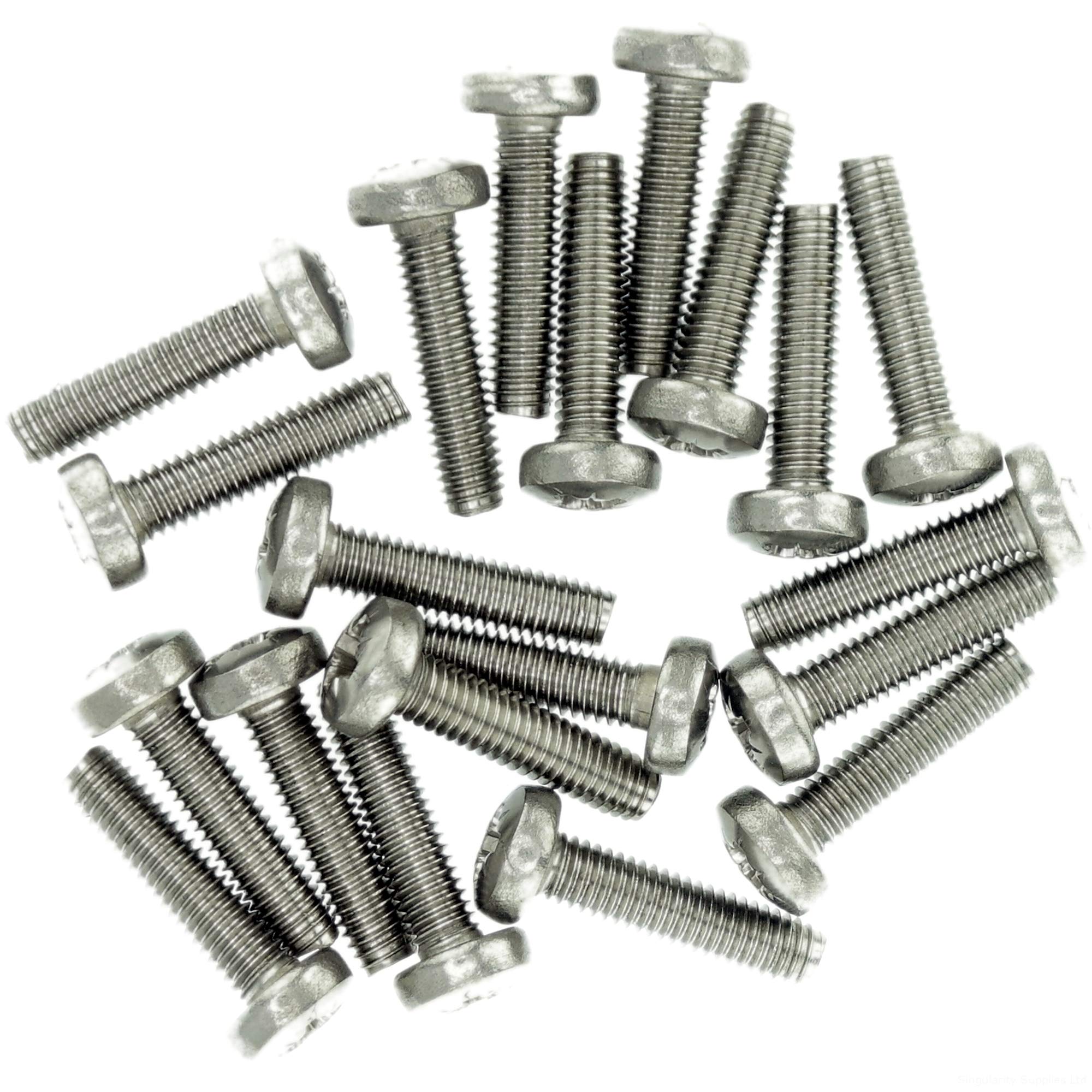 M2.5 (2.5mm x 6mm) Pozi Pan Thread Rolling Screw - Stainless Steel (A2) (Pack of 20)