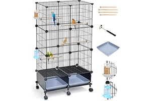 VISCOO 46-Inch Bird Cage, with Wooden Perches, Metal Parakeet Cage with Slide-Out Tray, Water Bottle & Feeder, Bird Cages for Parrot, Parakeets, Cockatiel, Lovebird, Pigeon and Small Mid-Sized Birds