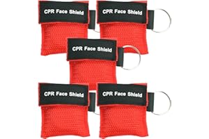 KONGDY 5 Packs CPR Face Shield, One-Way CPR Mask for Pocket Keychain, CPR Emergency Face Mask for First Aid Cardiac Resuscitation Training Kit (5)
