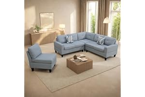 GlasFlength L Shaped Sectional Modern Sofa - Convertible Leather Sofa Sleeper Sofa Bed Couch Set with Reversible Chaise, Lounge Sofa Modular Cloud Sofa Couch for Living Room Apartment