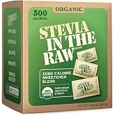Stevia In The Raw, Organic Stevia Sweetener Packets, 300 Ct | Zero Calorie Stevia Sugar Substitute Packets, No Erythritol or Artificial Flavors, USDA Organic, Non-GMO Project Verified