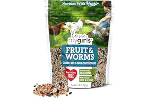 Love My Girls: Chicken Snacks - Fruit & Worms - 5lb Bag - Global Harvest, Gourmet Multi-Grain Treats, Corn-Free, Nutritious & Protein Rich Mealworms