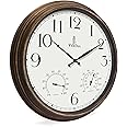 Outdoor Clocks for Patio Large Waterproof with Thermometer - 24 inch Indoor Outdoor Wall Clock with Temperature and Humidity Combo - Weatherproof, Accurate & Easy to Read for Pool, Garden & Home Decor