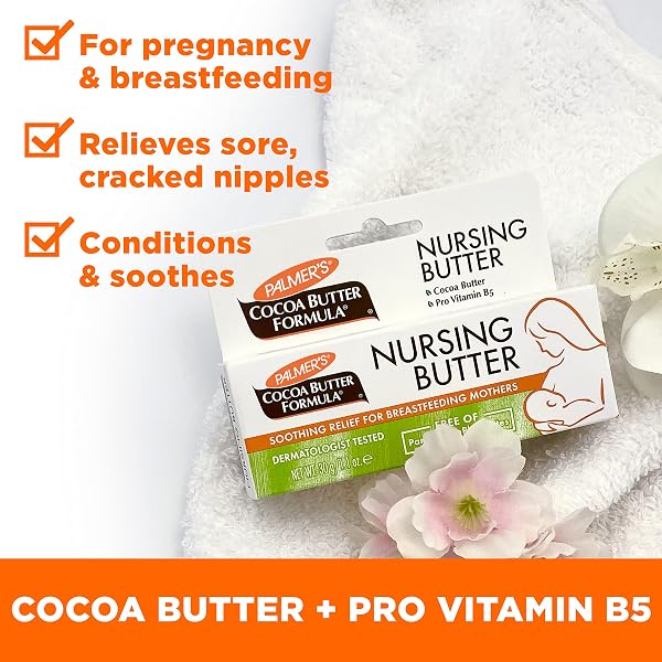 PALMER’S COCOA BUTTER FORMULA NEW MOMS SKIN RECOVERY POSTPARTUM ESSENTIALS, BODY LOTION (8.5 OZ) + NURSING BUTTER (1.1 OZ) + BUST CREAM (4.4 OZ) + SKIN THERAPY OIL (2 OZ), DERMATOLOGIST APPROVED