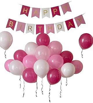 Pink Happy Birthday Party Decorations Bunting Banner Set With