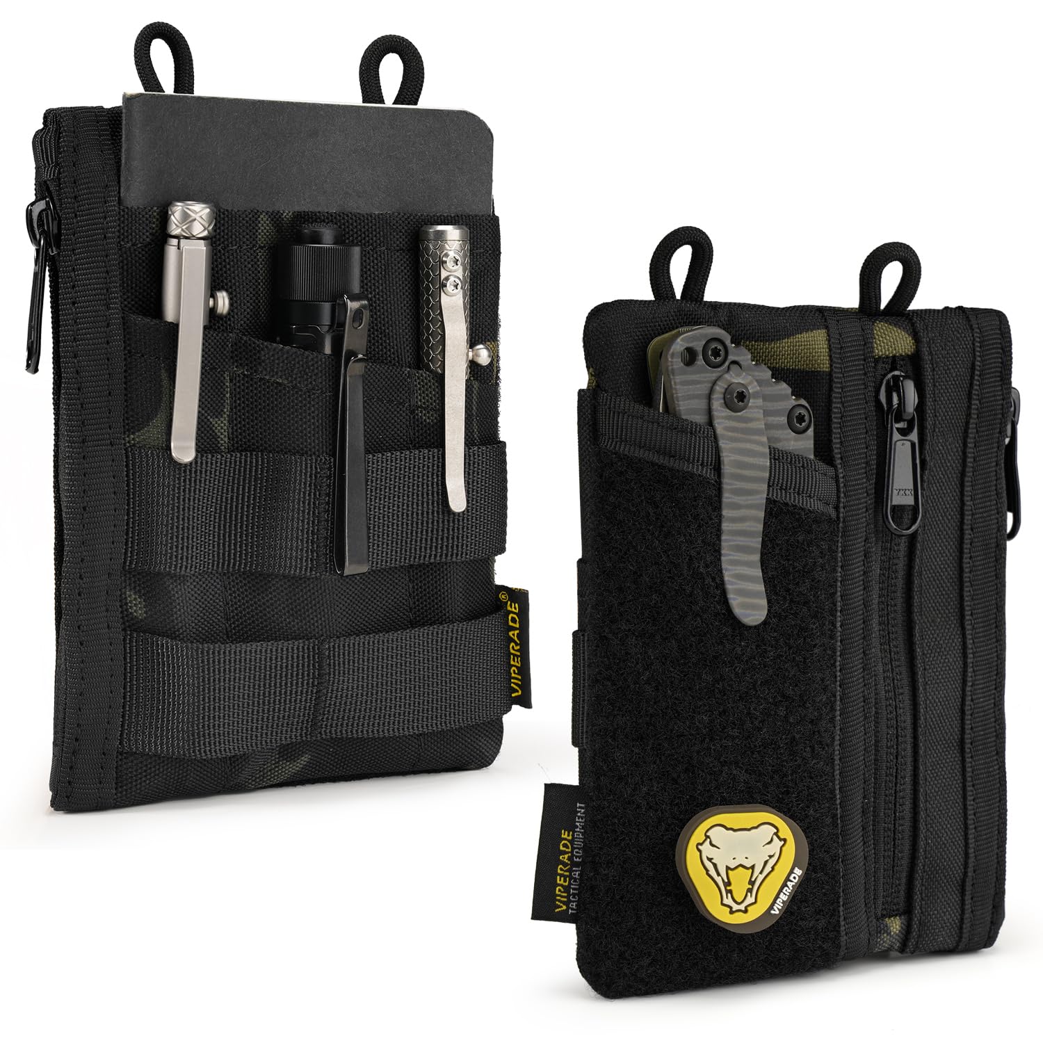 VIPERADE VE16 Small EDC Pouch Tool Organizer, Multifunction Small Tools Pouch with 7 Pockets, EDC Organizer for Men, Mini Pocket Organiser with Patches Area, Multitools Organiser bag