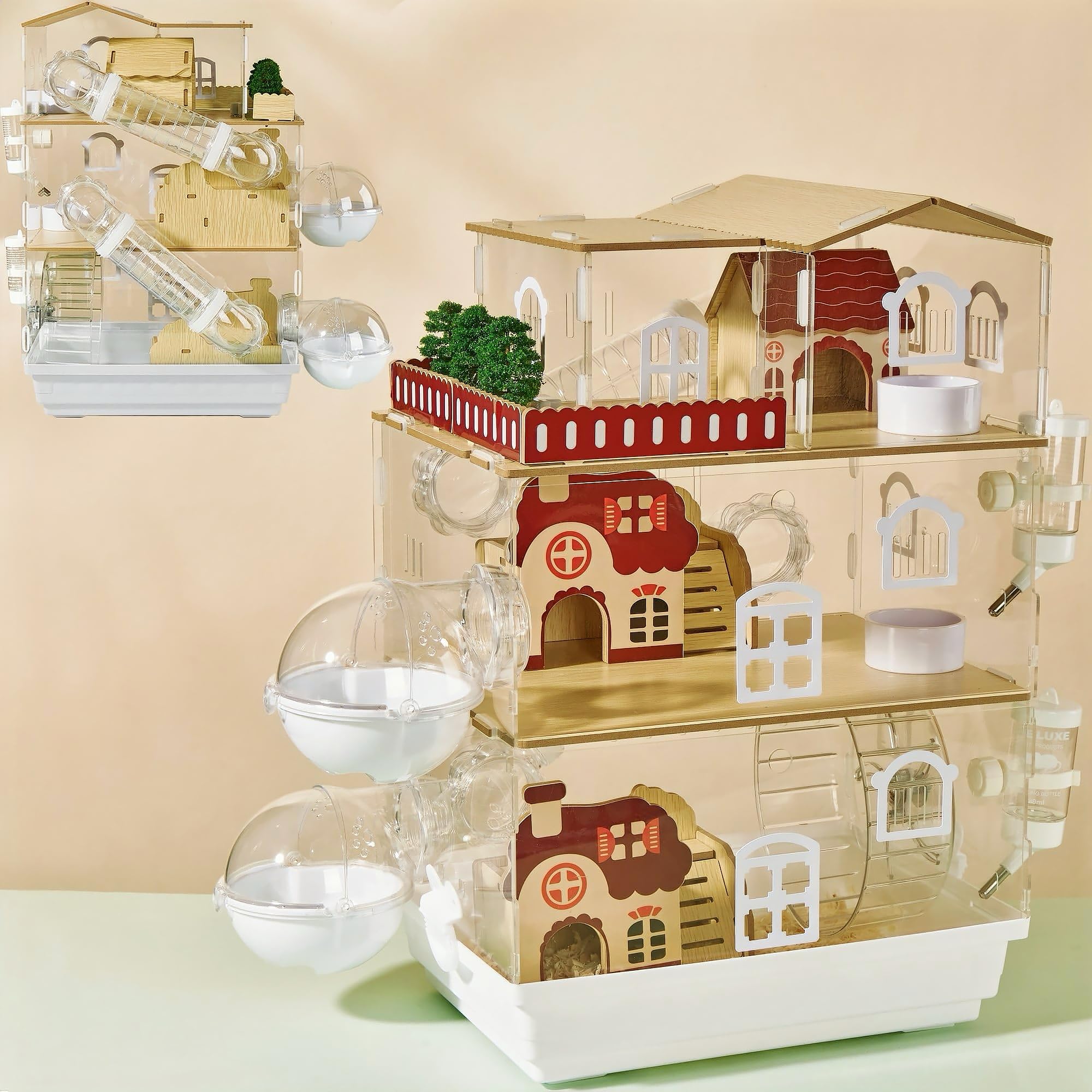 17 in 1 Clear Acrylic Hamster Cage with All