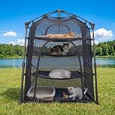 Catio Outdoor Cat Enclosure Pop up Cat Tower Tent(Square, XL) | Cat Playpen w/Breathable Mesh Portable Catio Kitten Pet Animal Play Pen Indoor Enclosed Kitty Patio Balcony Camping