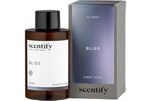 Scentify Bliss Aroma Oil Refill Scent for Oil Diffusers - Eucalyptus, Bergamot, Tea & Powdery Scents - Luxurious Relaxing Aromatherapy Diffuser Fragrance 100ml, 3.38 oz