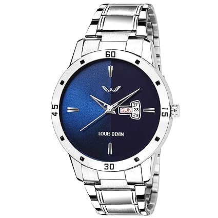 Louis Devin LD-WT030-BLU-CH Stainless Steel Chain Wrist Watch for Men