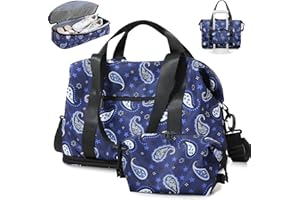 CONTAIL 33-45L Expandable Weekender Travel Bag with Toiletry Bag,Gym Tote Handbag with Shoe Compartment,Carry On Duffel Bags with Wet Pocket