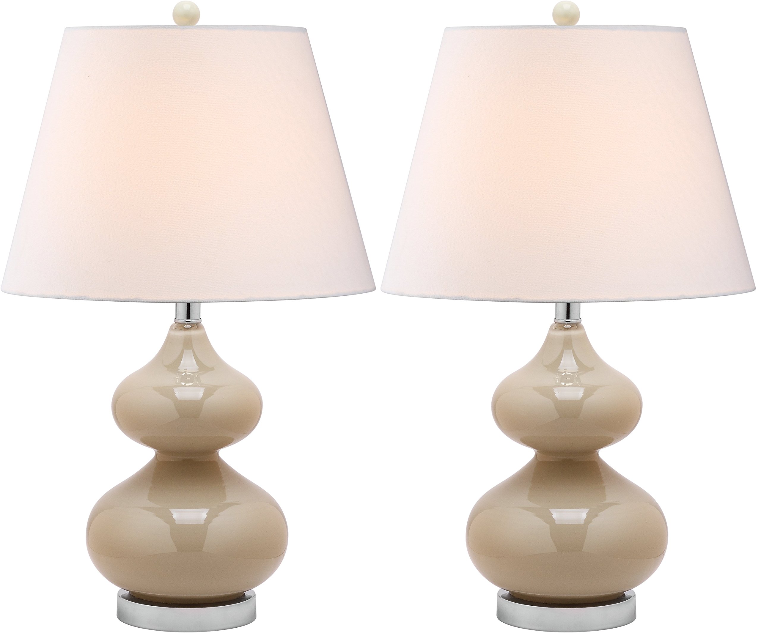 SAFAVIEH Modern Glass Table Lamps - Set of 2, in Taupe