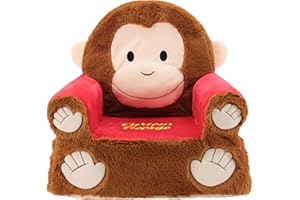 Animal Adventure Sweet Seats | Soft Plush Children's Character Chair-Curious George, Red/Brown