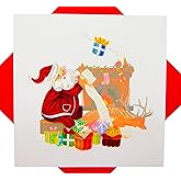GREENHANDSHAKE Christmas Quilling Card 3D Collection - Unique Dedicated Handmade, Design Greeting Card for all occasion (Santa Claus checking the gift list)