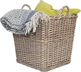 Wickerfield Square Rustic Log Basket Fireside Heavy Duty With Liner 42x42x40 cm view 5