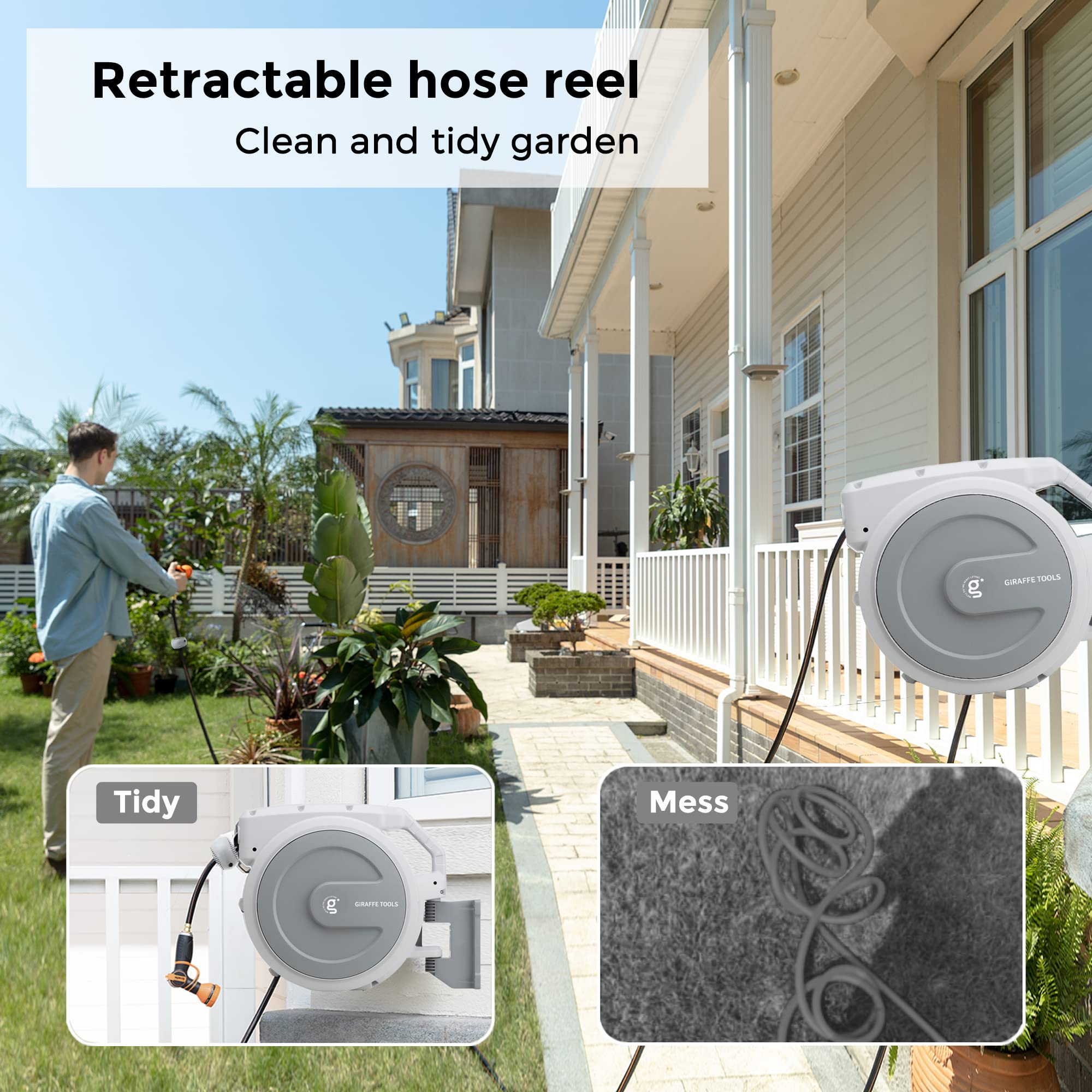 Giraffe Tools AW401/2QS Retractable Garden Hose Reel 1/2