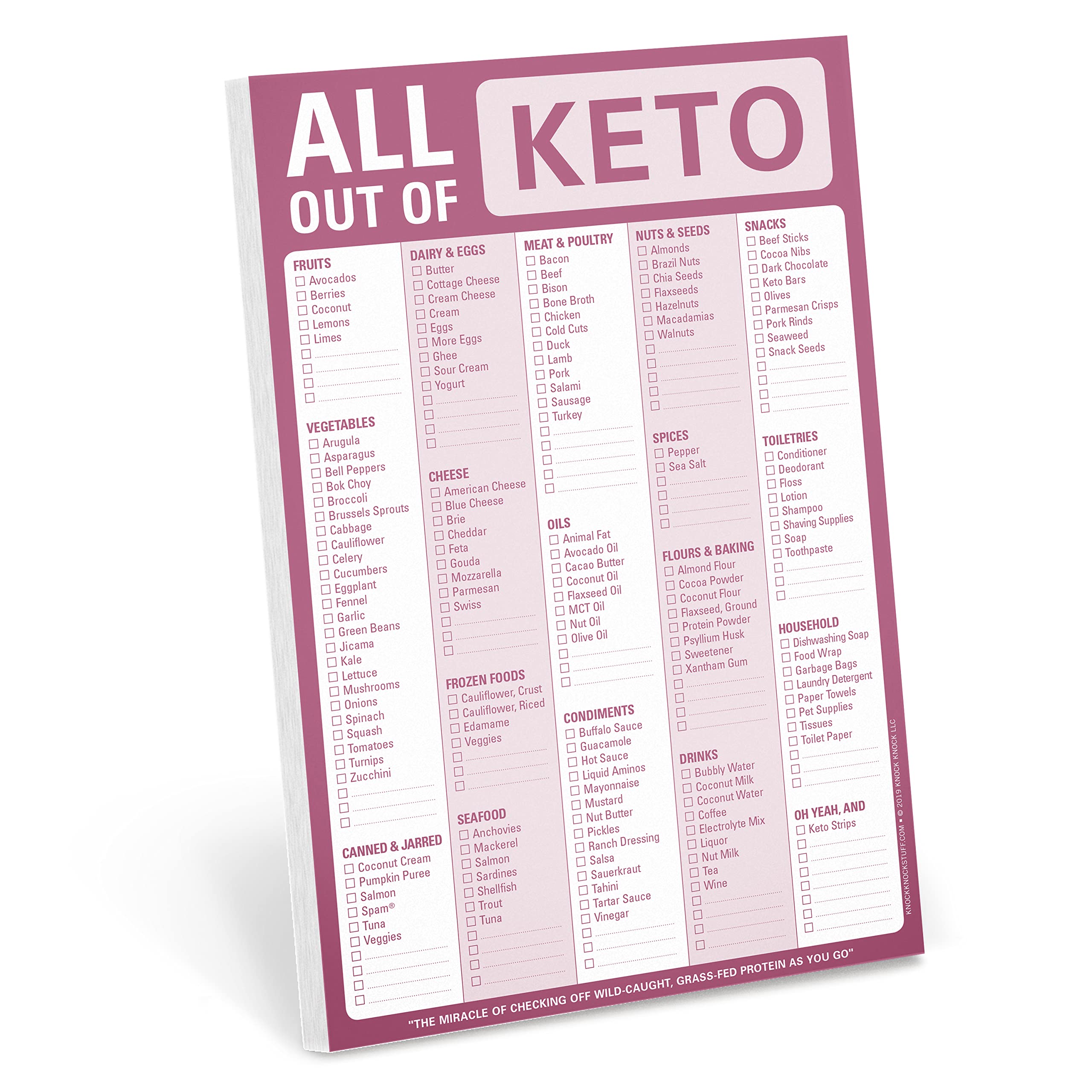 Knock Knock All Out of Pad (Keto), Keto Diet Grocery List Note Pad, 6 x 9-inches (Keto Version)