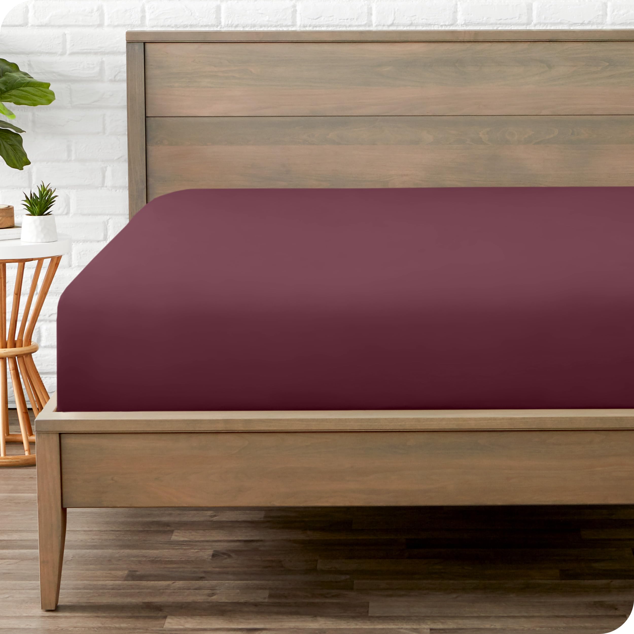 Bare Home Fitted Bottom Sheet Single Size - Premium 1800 Ultra-Soft Microfibre Sheet - Wrinkle Free - Deep Pocket - 38 CM/15 IN Deep - Single Fitted Sheet (Single, Burgundy) — image 1