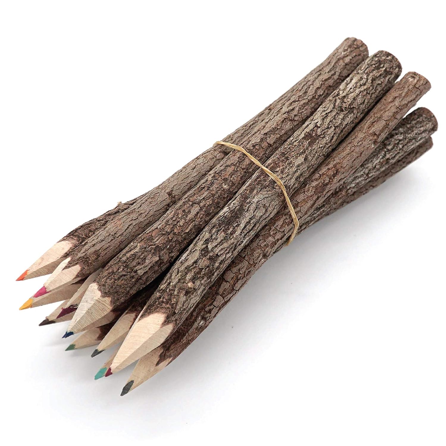 Bark 7 Inch Colors Pencils Set AssortedStick Twig of Wood Pencils