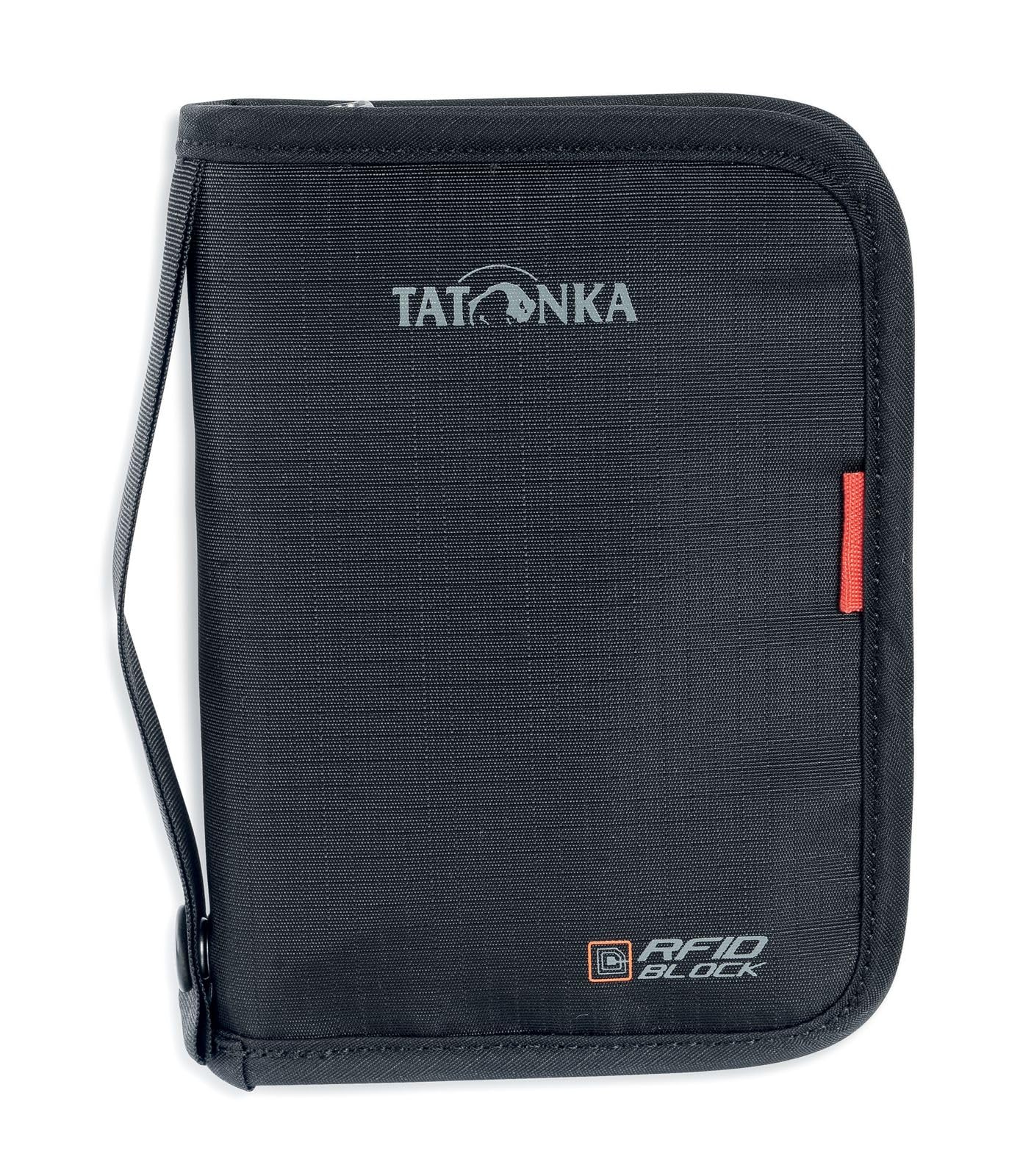 Tatonka Travel Zip M RFID Block - Travel Wallet/Passport Cover RFID Blocker - TÜV Tested - Offers Space for Passport, Credit Cards and Travel Documents, Black-rip